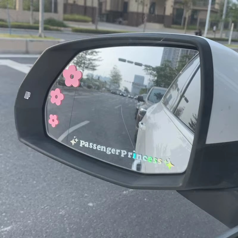 2Pcs Mirror Decoration Sticker Passenger Princess Star Mirror Decal Sticker Rearview Mirror Car Vinyl Decoration Funny Car Decal