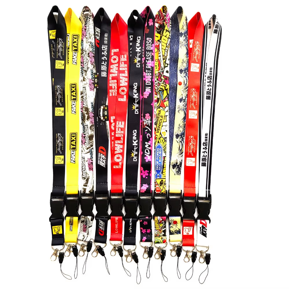 Car Racing Culture Lanyard Keychain Work Card ID Cell Phone Neck Lanyard Long Strip Thermal Transfer Car Decorations Accessories