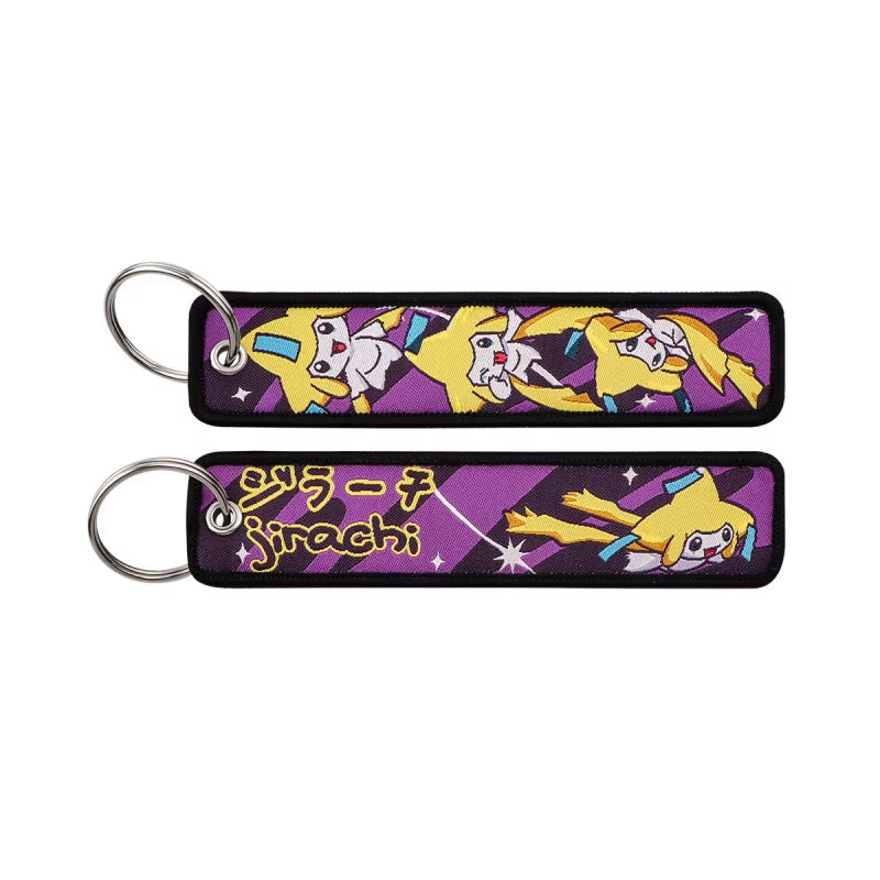 Pocket Monster Cartoon Anime Pet Pokemon Woven Label Keychain Pokémon Fabric Hanging Decoration Pendant