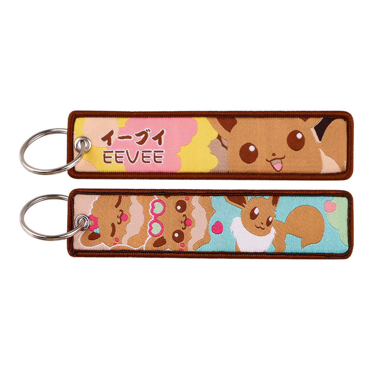 Pocket Monster Cartoon Anime Pet Pokemon Woven Label Keychain Pokémon Fabric Hanging Decoration Pendant