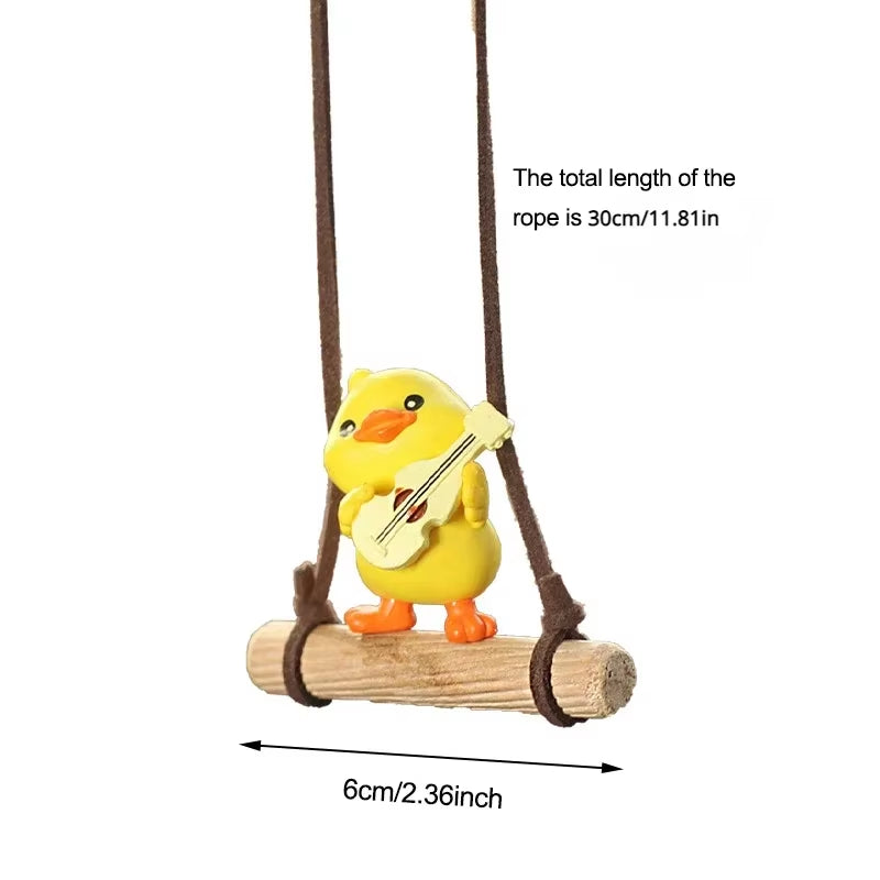 Cartoon Cute Animated Car Accessories Swinging Duck Pendant Car Rearview Mirror Ornaments Birthday Gift Couple Accessories Car