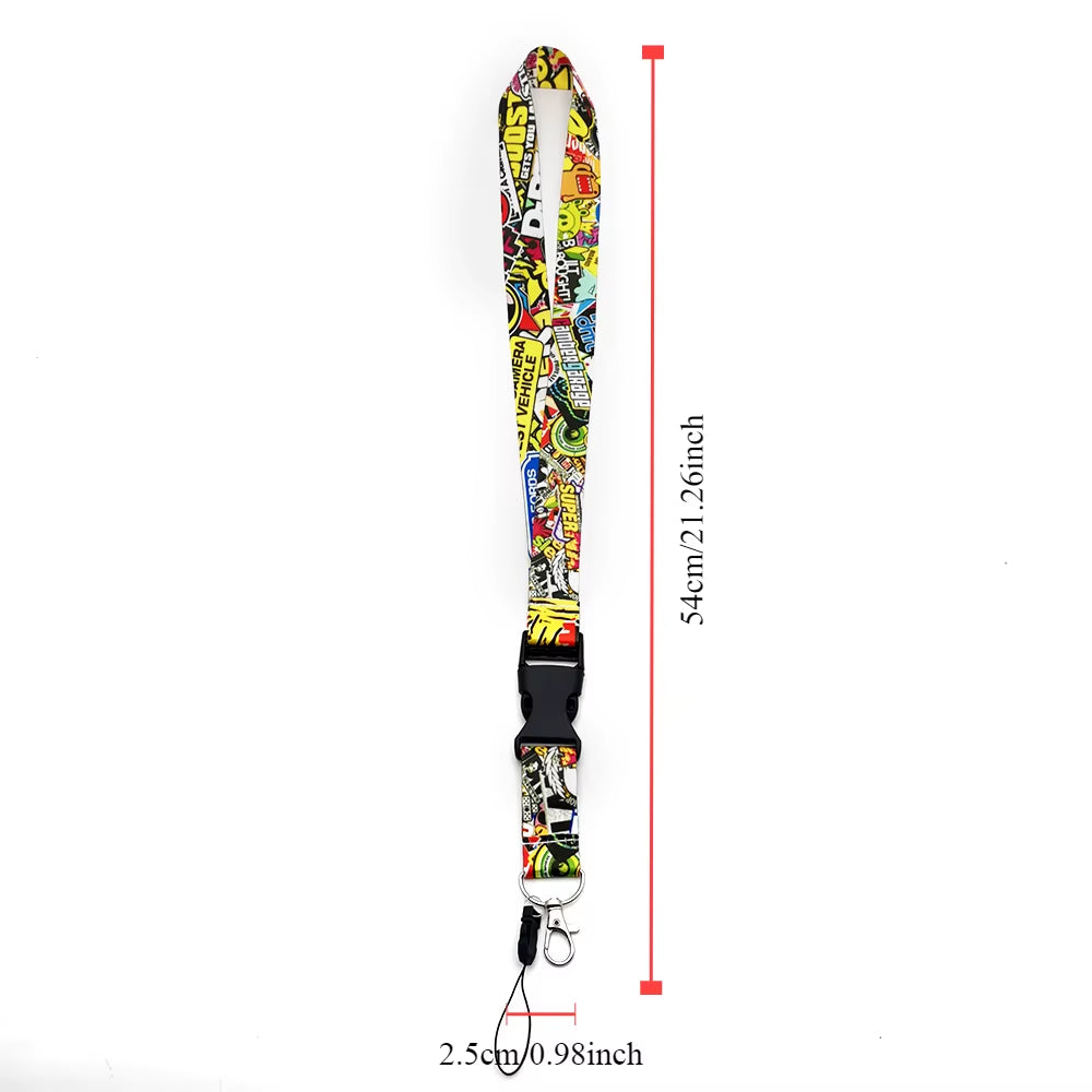Car Racing Culture Lanyard Keychain Work Card ID Cell Phone Neck Lanyard Long Strip Thermal Transfer Car Decorations Accessories