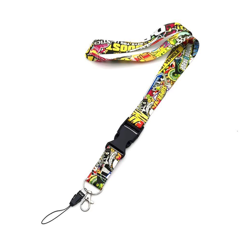 Car Racing Culture Lanyard Keychain Work Card ID Cell Phone Neck Lanyard Long Strip Thermal Transfer Car Decorations Accessories