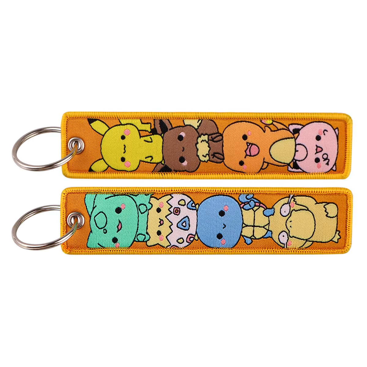 Pocket Monster Cartoon Anime Pet Pokemon Woven Label Keychain Pokémon Fabric Hanging Decoration Pendant