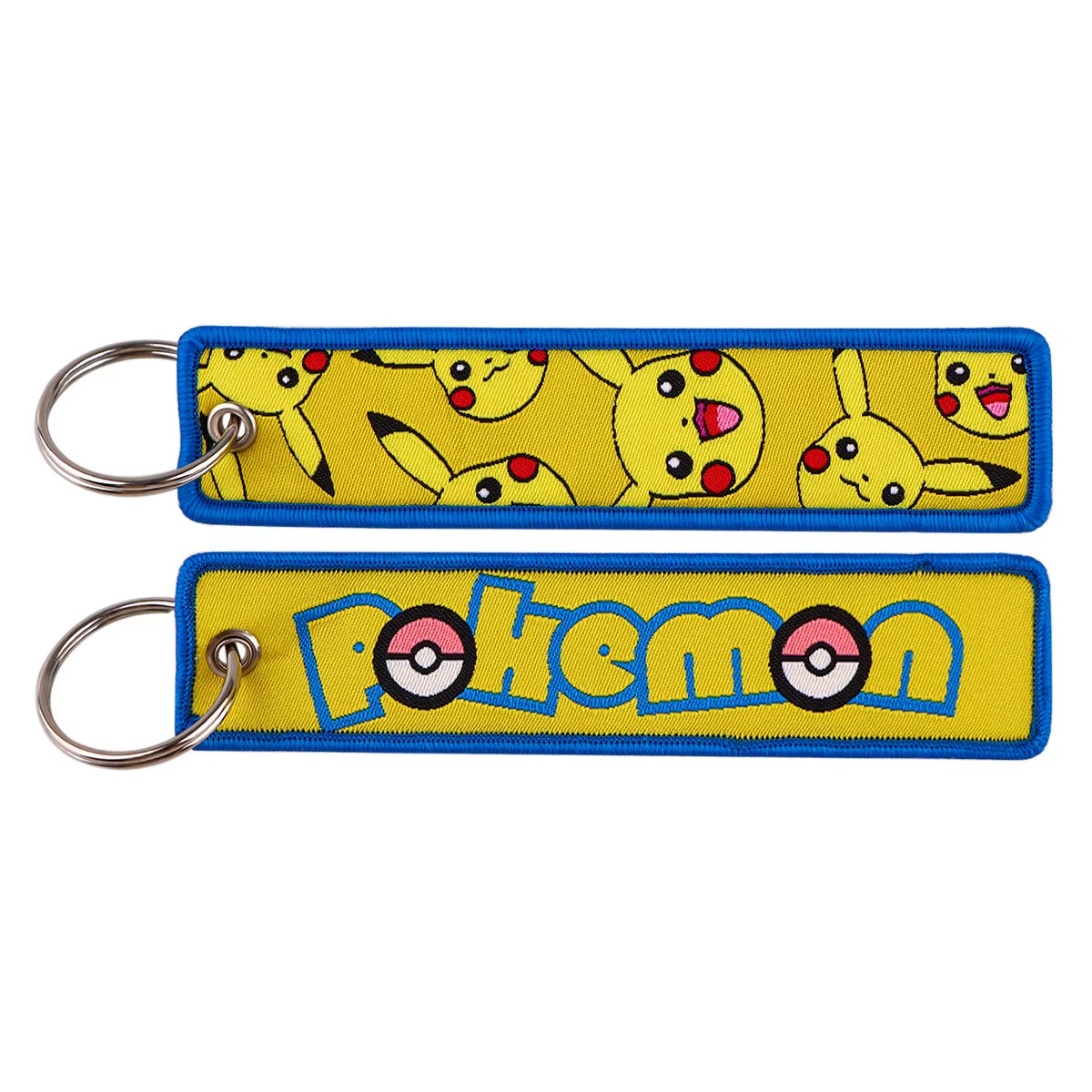 Pocket Monster Cartoon Anime Pet Pokemon Woven Label Keychain Pokémon Fabric Hanging Decoration Pendant