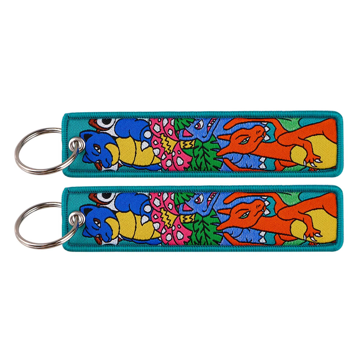 Pocket Monster Cartoon Anime Pet Pokemon Woven Label Keychain Pokémon Fabric Hanging Decoration Pendant