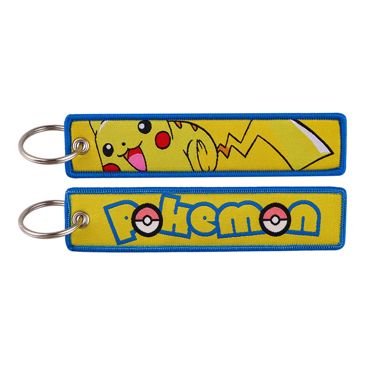 Pocket Monster Cartoon Anime Pet Pokemon Woven Label Keychain Pokémon Fabric Hanging Decoration Pendant