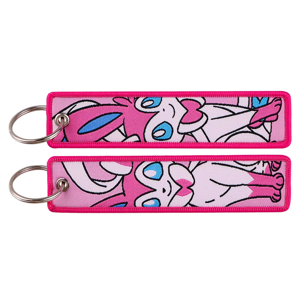 Pocket Monster Cartoon Anime Pet Pokemon Woven Label Keychain Pokémon Fabric Hanging Decoration Pendant